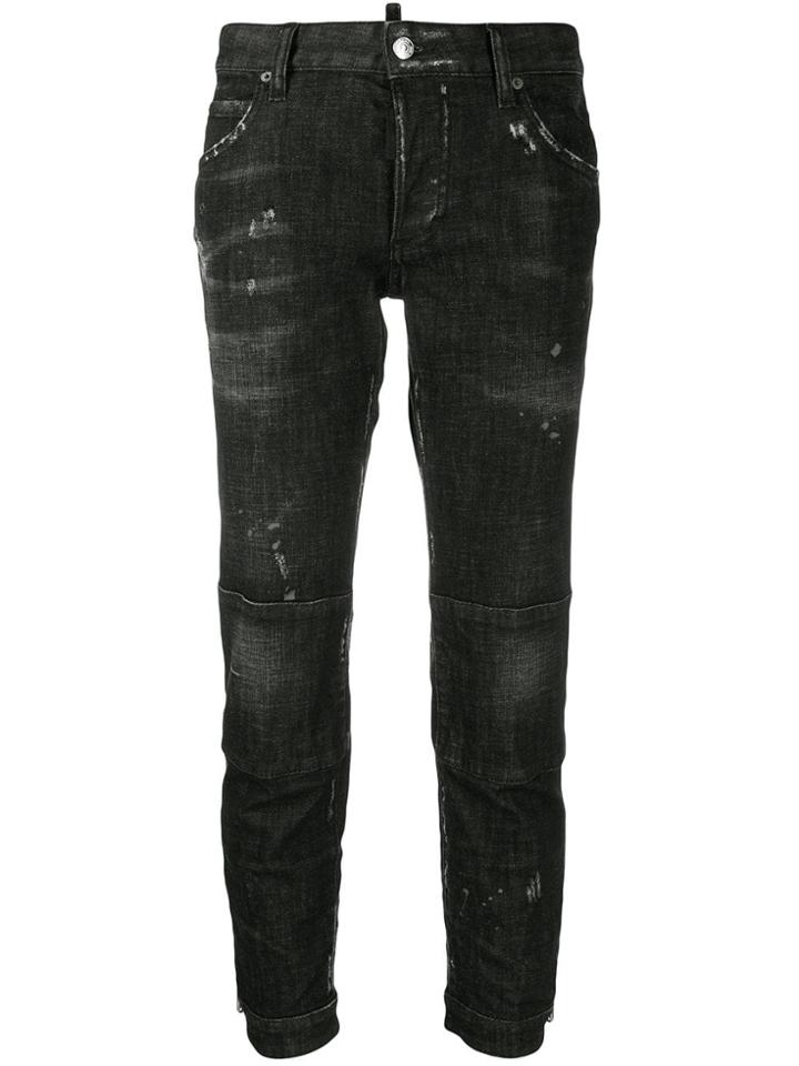 Dsquared2 Low Rise Scuffed Skinny Jeans - Black