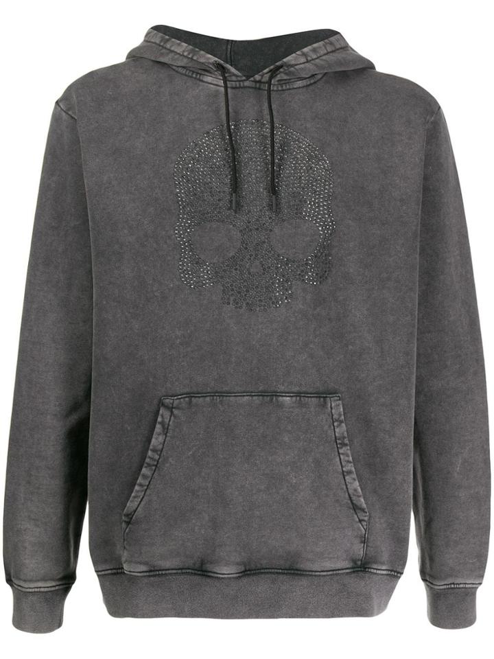 Hydrogen Skull Embellished Hoodie - Grey