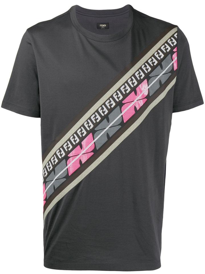 Fendi Ff Diagonal Motif T-shirt - Grey