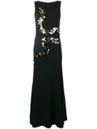 Roberto Cavalli Mirror Snake Embellished Gown - Black