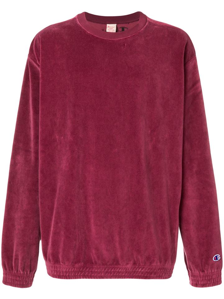 Champion Oversized Velour Sweatshirt - Red