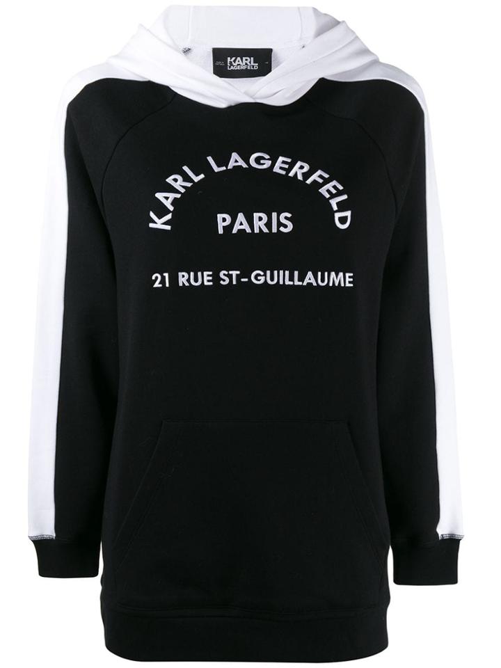 Karl Lagerfeld Contrast Panel Logo Hoodie - Black