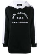 Karl Lagerfeld Contrast Panel Logo Hoodie - Black