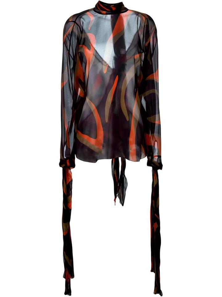 Versace Zebra Print Top, Women's, Size: 40, Black, Silk