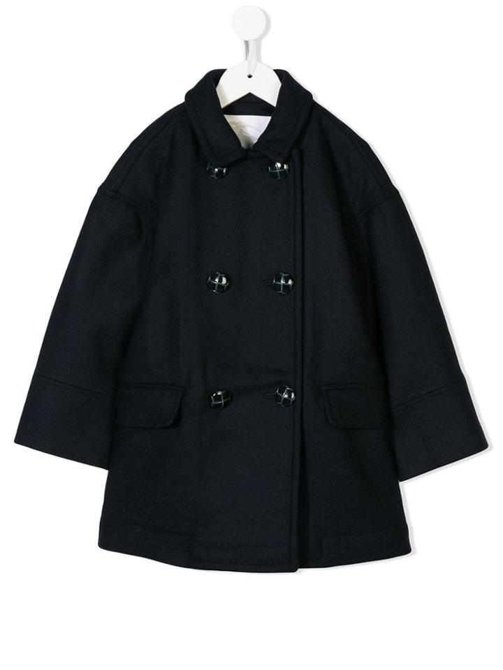 Burberry Kids Teen Double-faced Wool Pea Coat - Blue