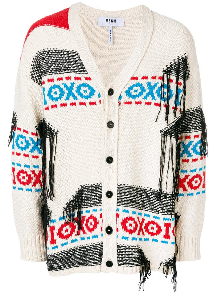 Msgm Loose Thread Detail Cardigan - White