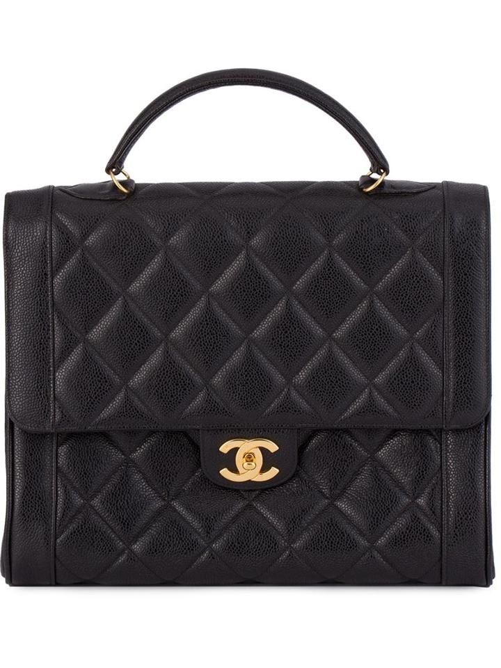 Chanel Vintage Quilted Cc Logo Tote