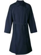 E. Tautz Double Breasted Trench Coat - Blue