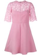 Valentino Corded Lace And Crepe Mini Dress, Women's, Size: 38, Pink/purple, Virgin Wool/silk/polyamide