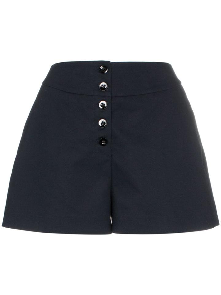 Jil Sander High Waisted Buttoned Cotton Shorts - Blue