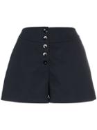 Jil Sander High Waisted Buttoned Cotton Shorts - Blue