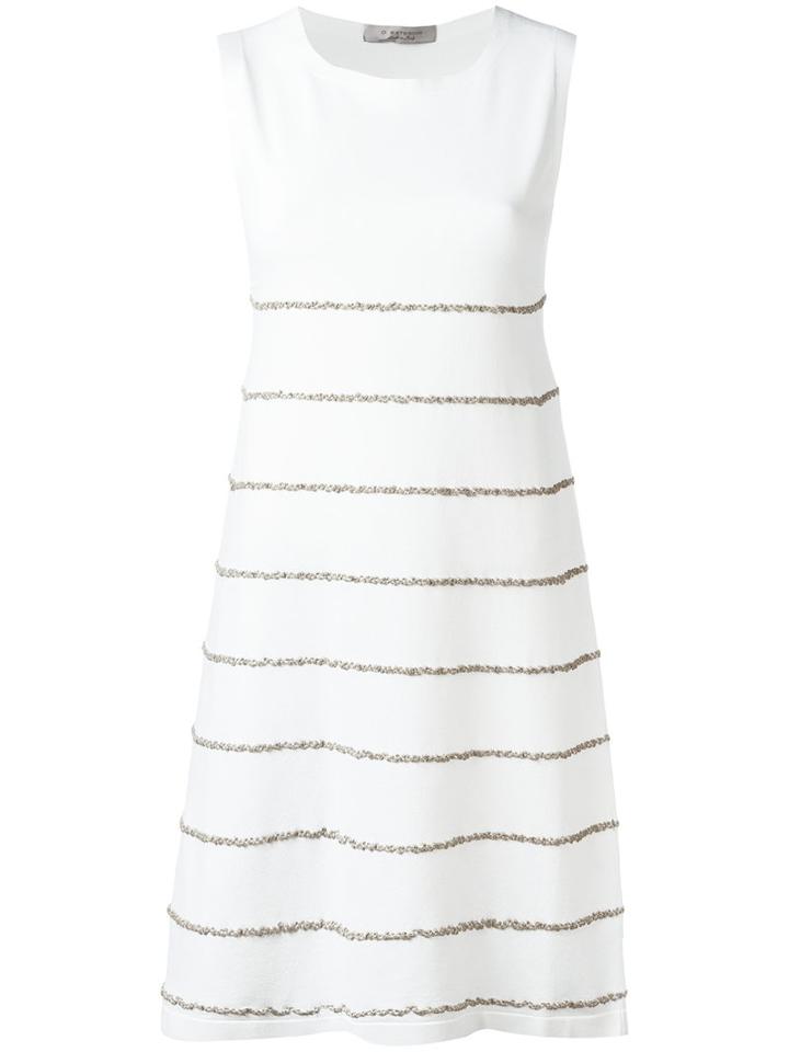 D.exterior Embroidered Trim Dress, Women's, Size: Medium, White, Acrylic/polyester/polyurethane/polyimide