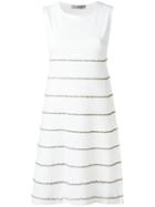 D.exterior Embroidered Trim Dress, Women's, Size: Medium, White, Acrylic/polyester/polyurethane/polyimide