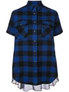 Sacai Sheer Panel Plaid Short Sleeve Shirt - Blue