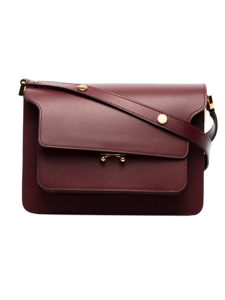 Marni Burgundy Trunk Medium Leather Shoulder Bag - Red