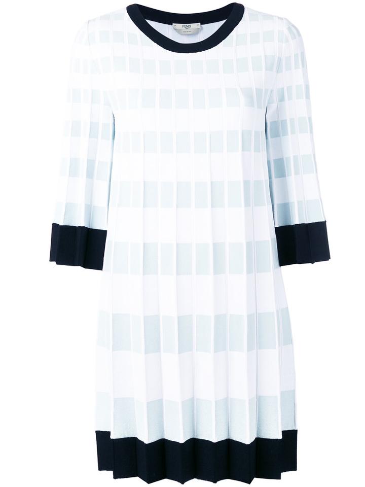 Fendi Pleated Dress, Women's, Size: 42, White, Viscose/polyester
