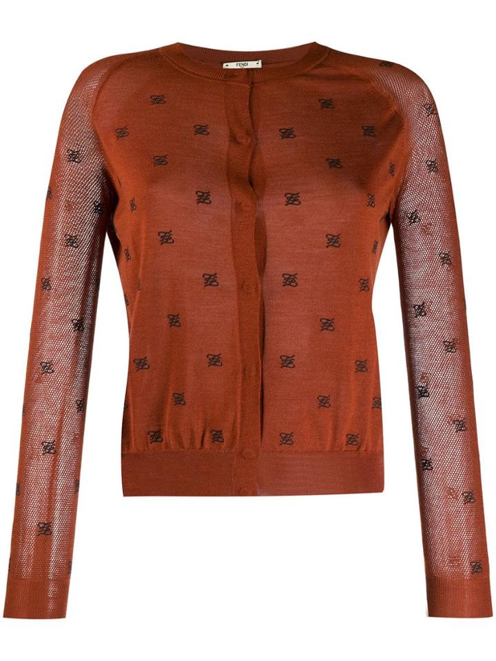 Fendi Round Neck Cardigan - Brown