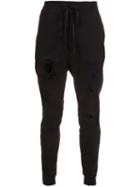 Unravel Distressed Track Pants, Men's, Size: Large, Black, Cotton/spandex/elastane