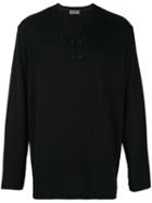 Yohji Yamamoto - Buttoned Neck Longsleeved T-shirt - Men - Cotton - 3, Black, Cotton