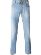 Jacob Cohen Stonewash Effect Skinny Jeans, Men's, Size: 34, Blue, Cotton/elastodiene