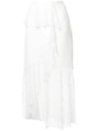 Goen.j Lace Panelled Georgette Skirt - White