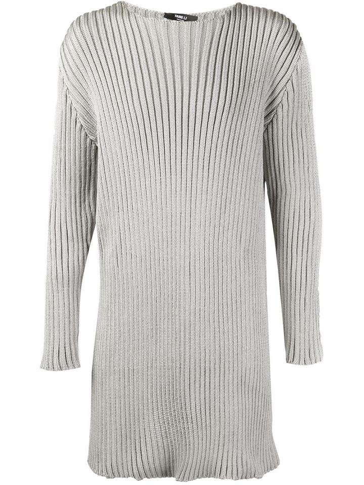 Yang Li Oversized Ribbed Sweater, Men's, Size: 46, Grey, Polypropylene