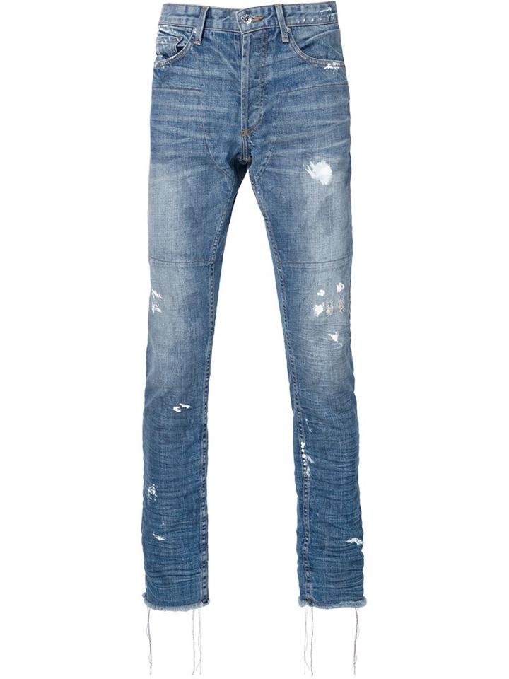 Mr. Completely Distressed Skinny Jeans, Men's, Size: 30, Blue, Cotton/spandex/elastane