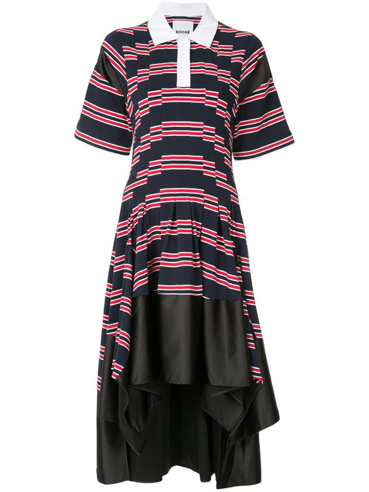 Koché Striped Asymmetric Midi Dress - Blue