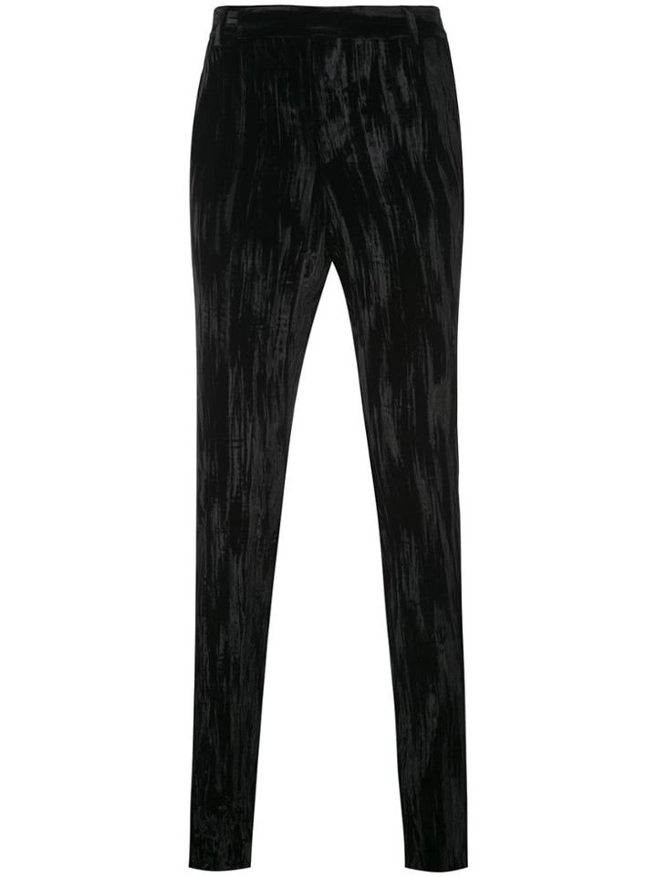 Saint Laurent Crinkled Velvet Trousers - Black