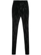 Saint Laurent Crinkled Velvet Trousers - Black