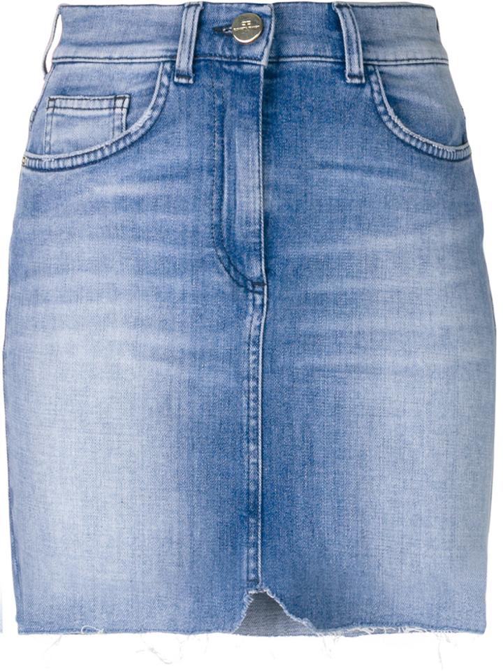 Elisabetta Franchi Faded Denim Skirt - Blue