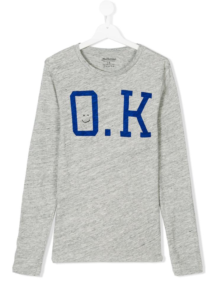 Bellerose Kids Teen Ok Print T-shirt - Grey