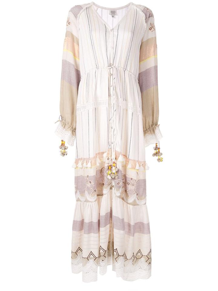 Hemant And Nandita Tassel Embroidered Maxi Dress - Yellow