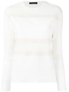 Cédric Charlier Striped Jumper, Women's, Size: 44, White, Polyester/rayon/virgin Wool/other Fibers