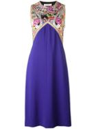 Etro Embroidered Trim Dress, Women's, Size: 46, Pink/purple, Silk/spandex/elastane/viscose