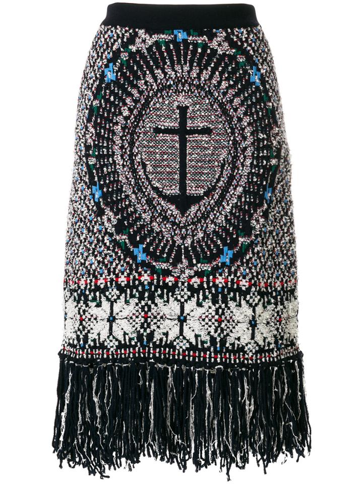 Thom Browne Wool Blend Anchor Embroidery Pencil Skirt - Blue