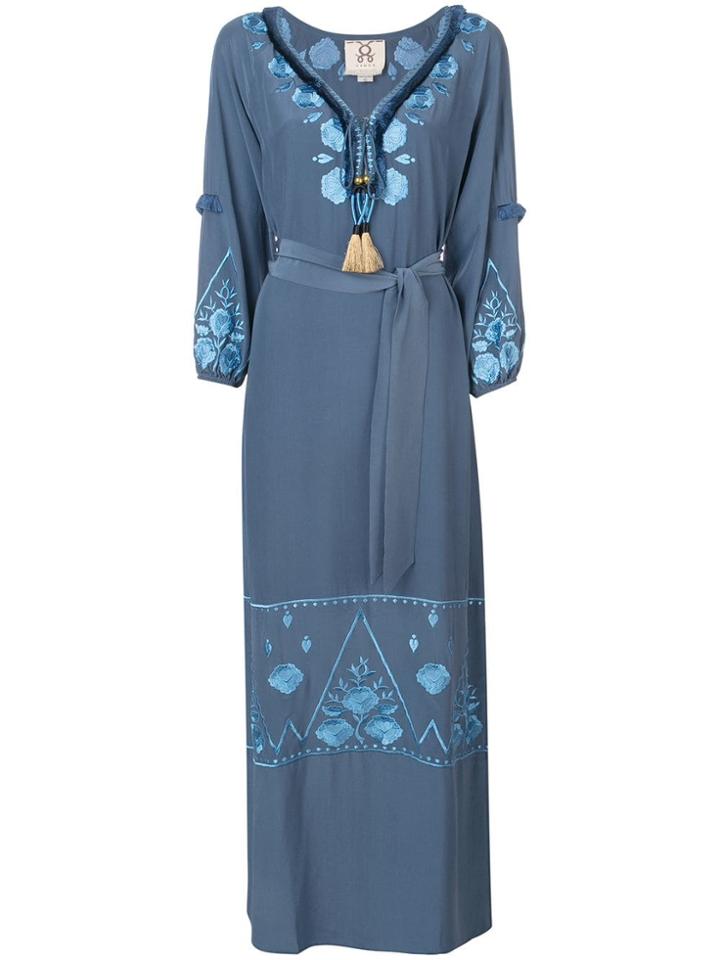 Figue Embroidered Long Dress - Blue