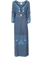 Figue Embroidered Long Dress - Blue