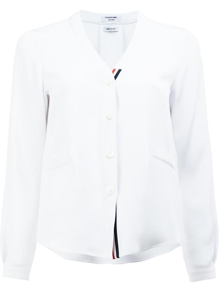 Thom Browne V-neck Shirt, Women's, Size: 40, White, Silk