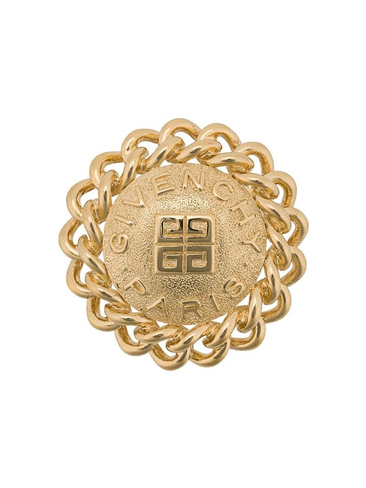 Givenchy Vintage 1980s Vintage Givenchy Logo 18kt Gold Plated Brooch