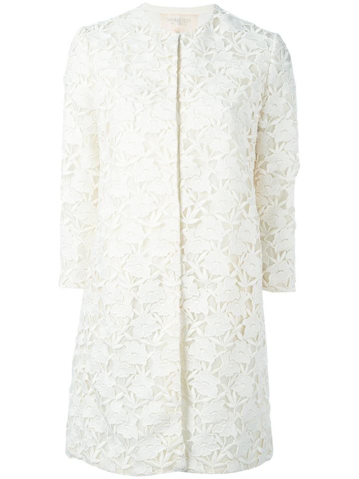 Giambattista Valli - Embroidered Coat - Women - Silk/cotton/polyamide/polyester - 42, White, Silk/cotton/polyamide/polyester