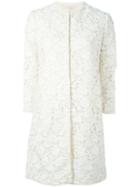 Giambattista Valli - Embroidered Coat - Women - Silk/cotton/polyamide/polyester - 42, White, Silk/cotton/polyamide/polyester