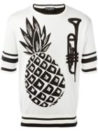 Dolce & Gabbana Pineapple Intarsia Knit Top, Men's, Size: 50, White, Silk