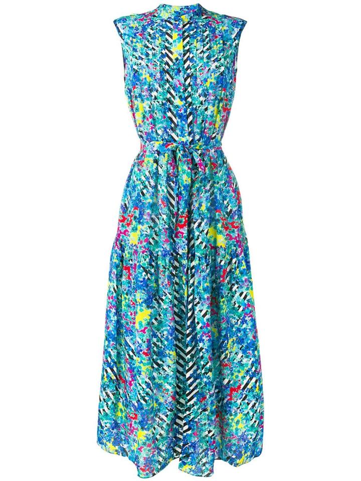 Saloni Sleeveless Floral Midi Dress - Blue