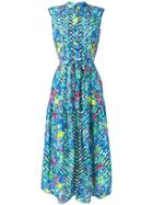 Saloni Sleeveless Floral Midi Dress - Blue