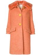 Miu Miu Shearling Coat With Exaggerated Collar - Yellow & Orange