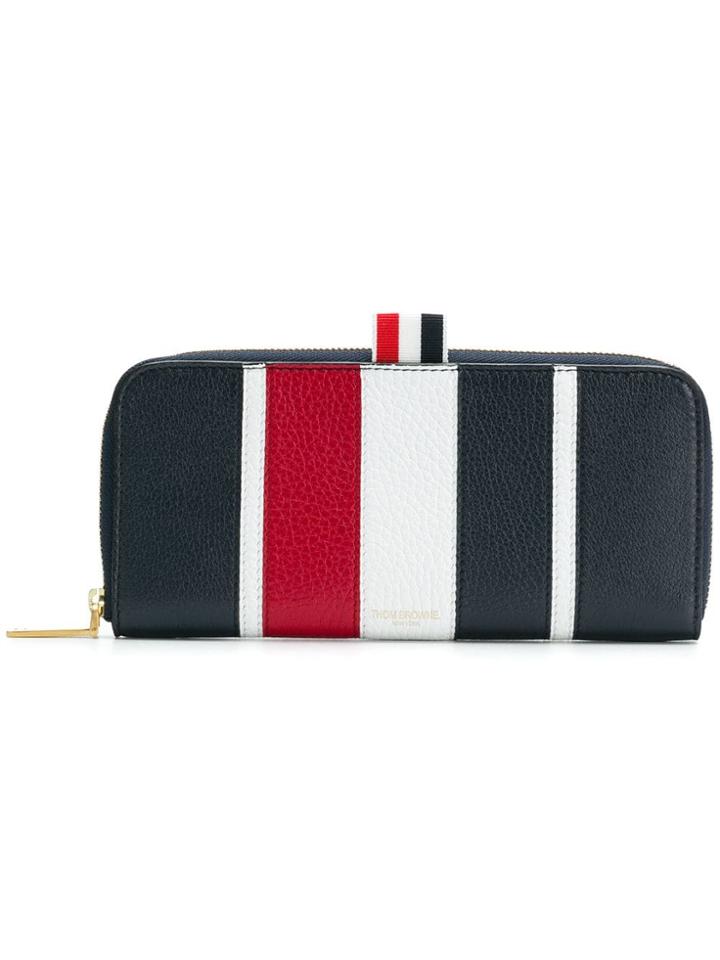 Thom Browne Seamed Panel Long Zip-around Wallet In Deerskin - Blue