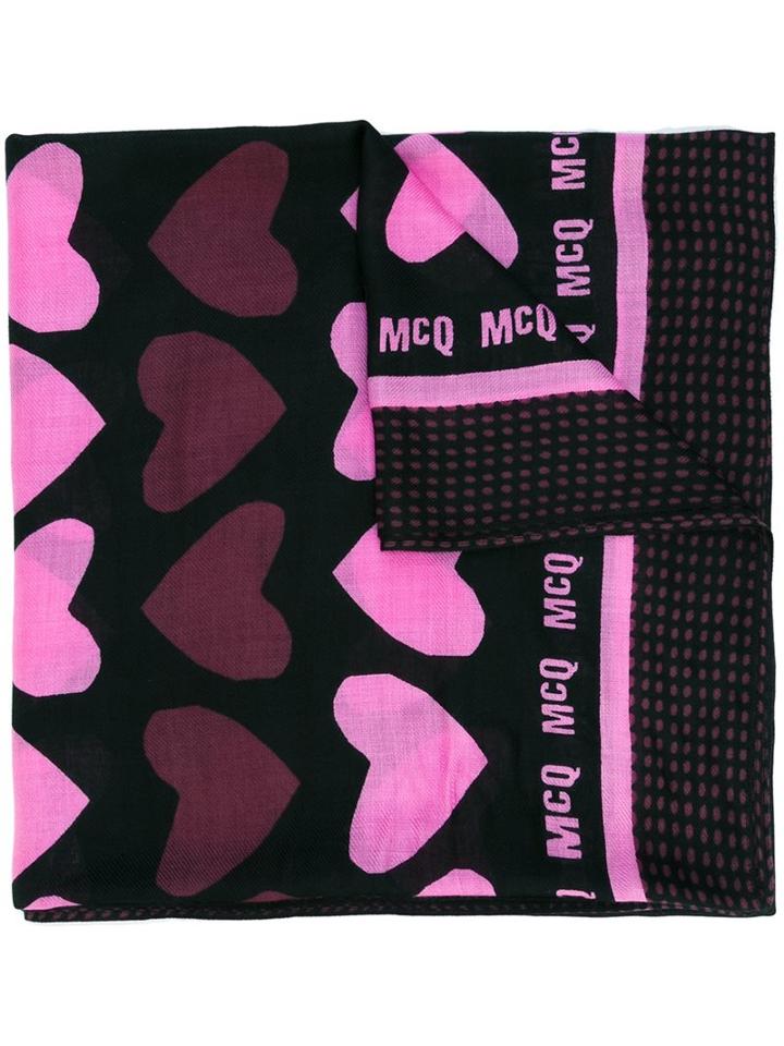 Mcq Alexander Mcqueen Heart Print Scarf, Women's, Black, Modal
