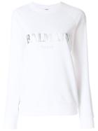 Balmain Printed Logo Sweatshirt - White