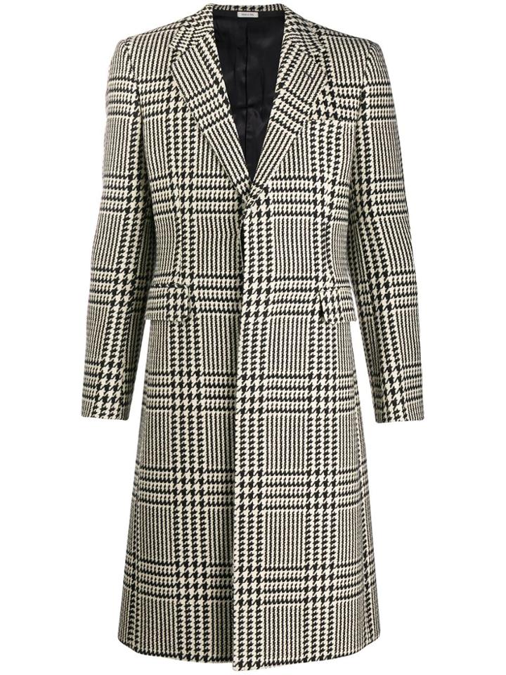 Alexander Mcqueen Check Print Single-breasted Coat - Neutrals